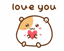 I Love You Cute Hamster Holding Heart GIF