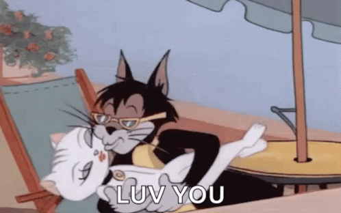 I Love You Funny Butch Cat Kissing Toodles GIF