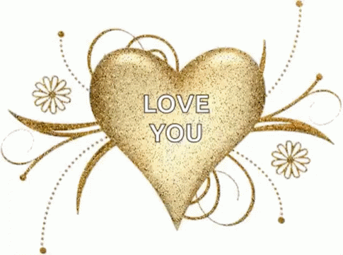 I Love You Gold Glittering Heart GIF