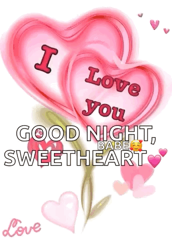 I Love You Good Night Babe Sweetheart Heart-Shaped Flower GIF