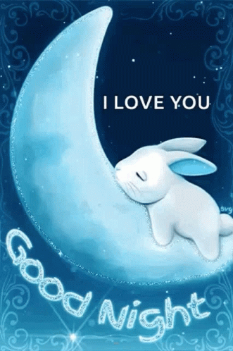 I Love You Good Night Bunny On Moon GIF