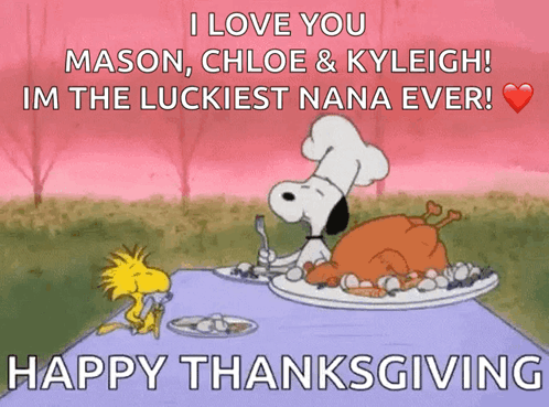 I Love You Happy Thanksgiving Snoopy Woodstock GIF