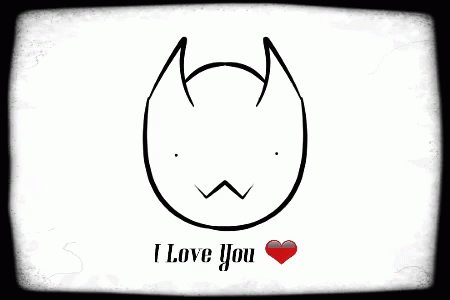 I Love You Heart Cute Cat Simple Doodle GIF