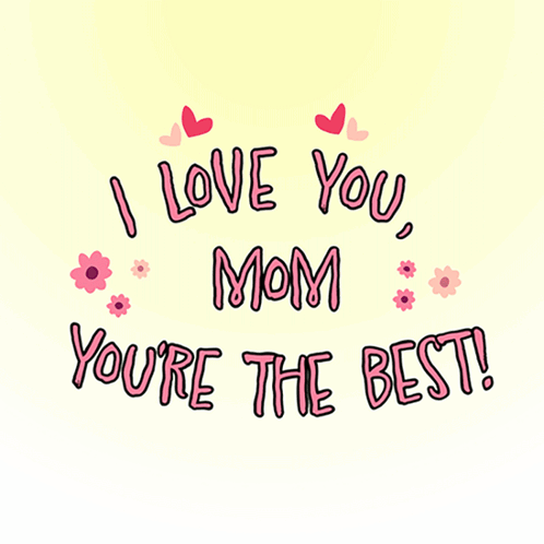 I Love You Mom Poster With Flowers Hearts GIF