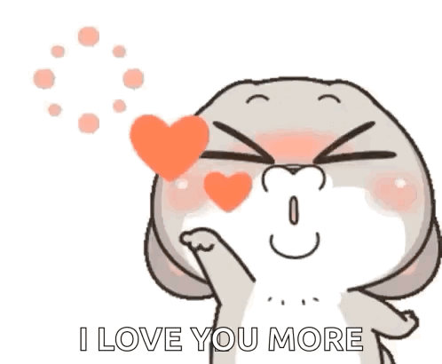 I Love You More Cute Bunny Flying Kiss GIF