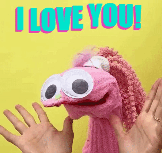 I Love You Sock Puppet GIF
