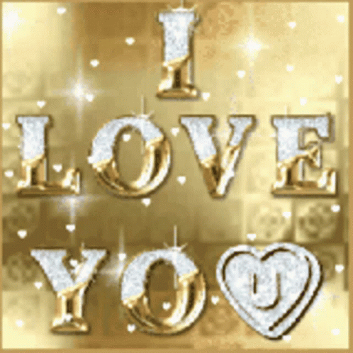 I Love You Sparkling Gold GIF