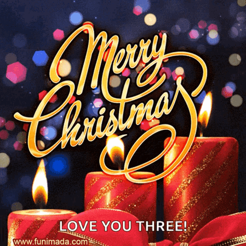 I Love You Three Christmas Card GIF