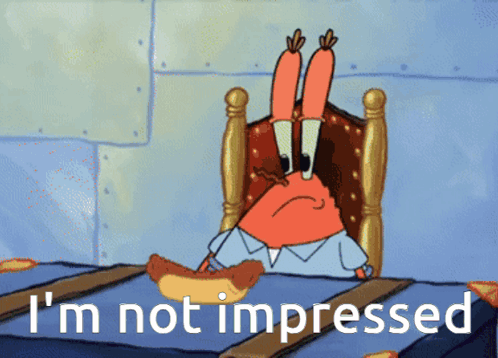 I'm Not Impressed Cartoon Character With Hot Dog GIF