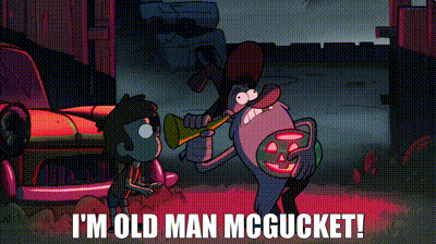 I'm Old Man McGucket Holding Trumpet