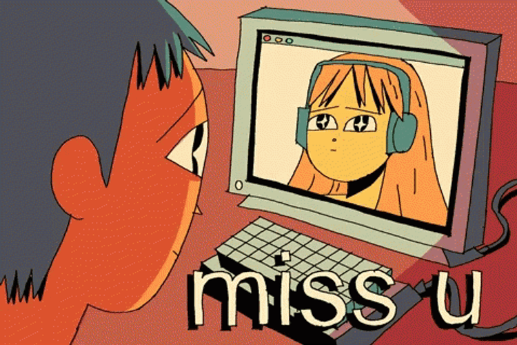I Miss You Anime Couple Drawing GIF
