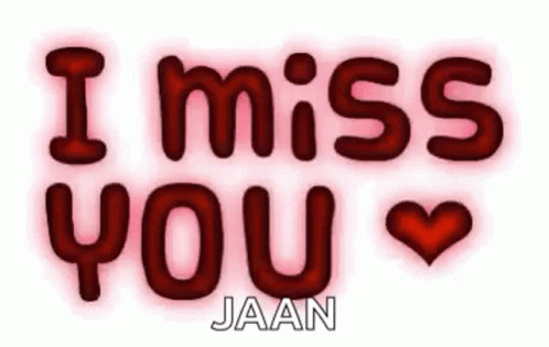 I Miss You Jaan Red Letters With Heart