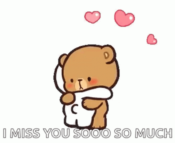I Miss You So Much Bears Hugging Hearts GIF