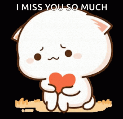 I Miss You So Much Sad Cat Holding Heart GIF