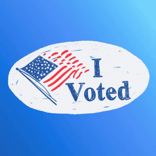 I Voted Sticker with American Flag