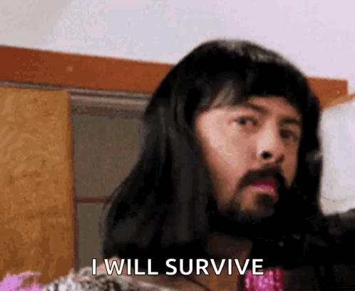I Will Survive Man Wearing A Wig GIF