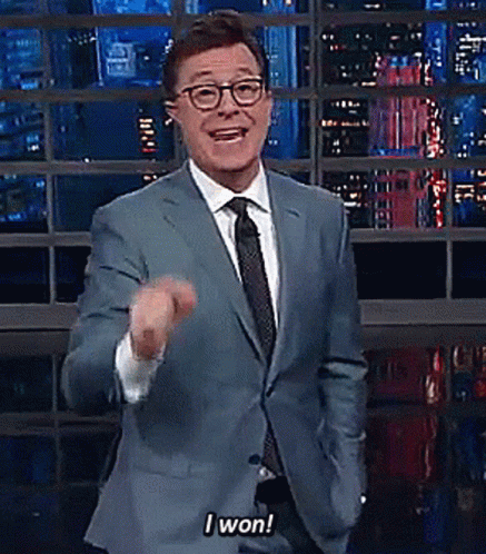 I Win Stephen Colbert Host GIF