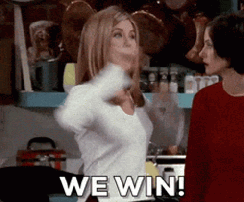 I Win Rachel Celebrating Friends GIF