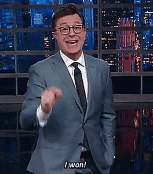 I Win Stephen Colbert Host GIF