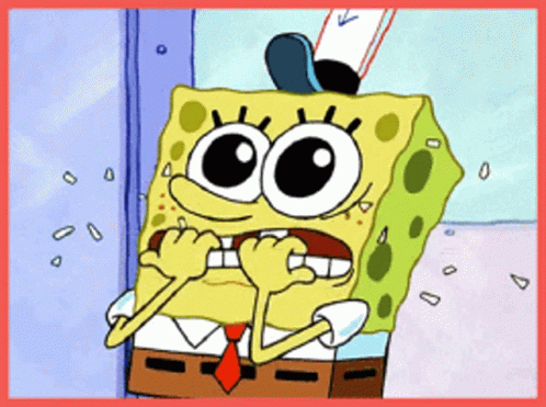 Terrified Spongebob Nail Biting GIF
