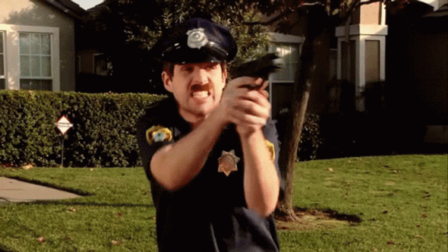Ian Hecox Weird Cop Firing Gun GIF