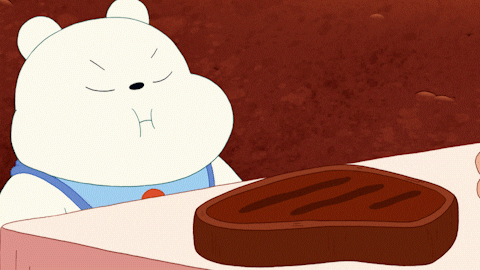 Ice Bear Chomping On Steak GIF
