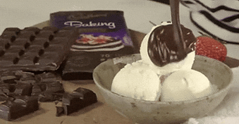 Ice Cream Bowl with Chocolate Sauce