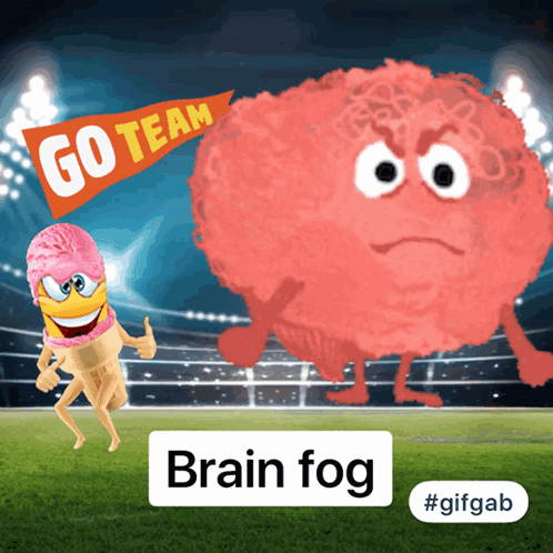 Ice Cream Cone Giving Thumbs Up Next to Brain Fog
