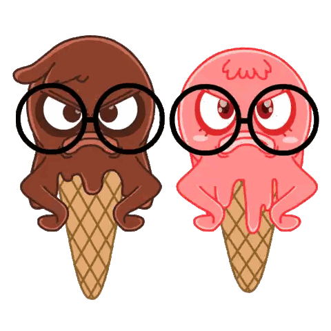 Ice Cream Cones Chocolate and Strawberry