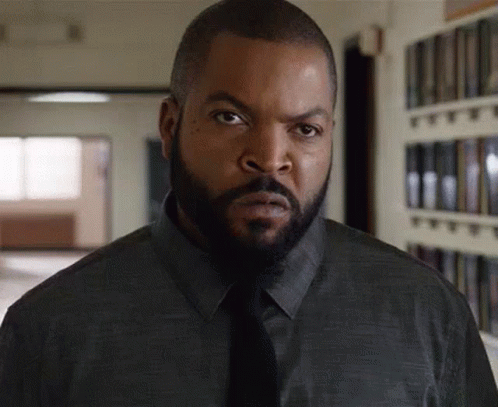Ice Cube Black Shirt Tie Funny Face GIF