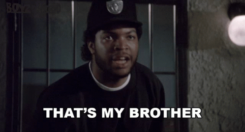 Ice Cube In Hat Says That's My Brother GIF