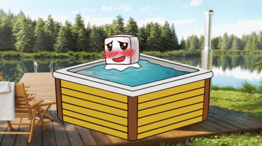 Ice Cube In Hot Tub GIF