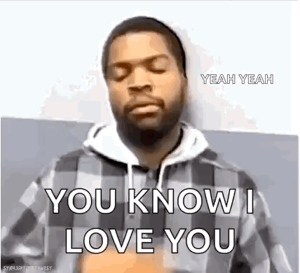 Ice Cube Is Wearing A Plaid Shirt And Saying `` You Know I Love You '' . GIF