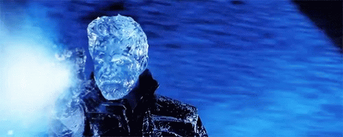 Ice Face Man in Blue Background