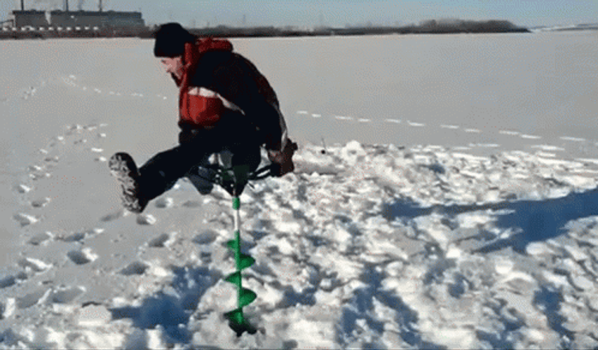 Ice Fishing Fail Drill GIF