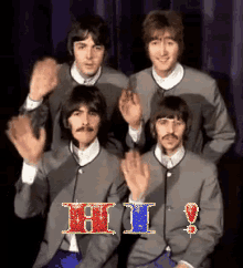 Iconic Beatles Rock Band Waving Hi GIF
