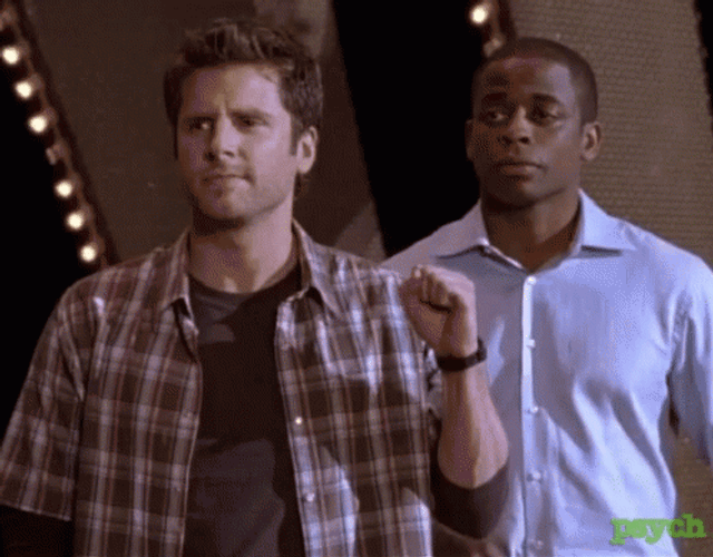 Iconic Psych Gus And Shawn Fist Bump Highlights GIF