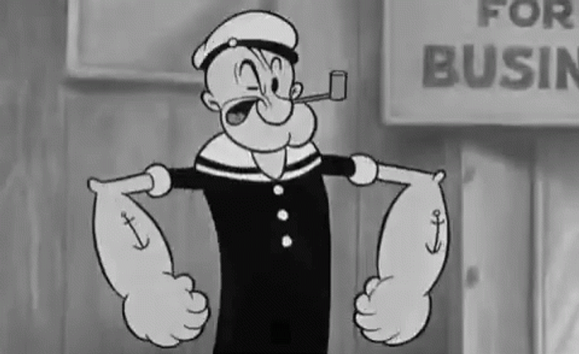 Iconic Strong Popeye Pose GIF