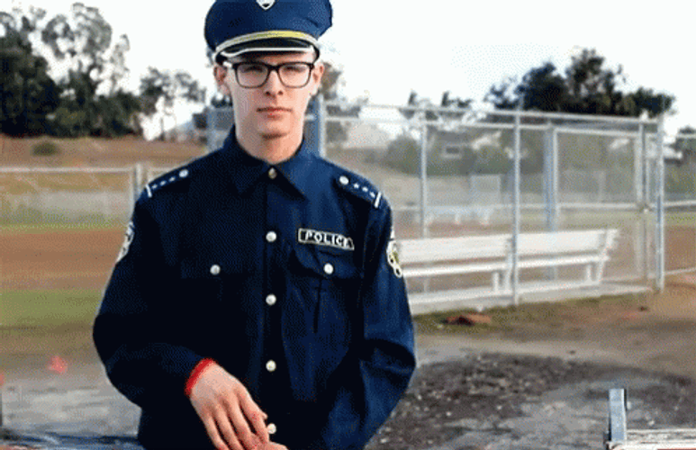 Idubbbz Dressed As Cop Finger Shake GIF