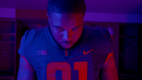 Illini Illinois College Footballer Fierce Eyes GIF