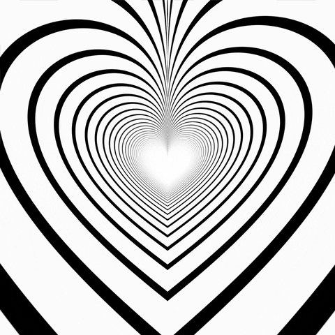 Illusion Black And White Heart Tunnel GIF