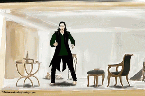 Illustrated Happy Loki Dance GIF