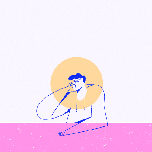 Illustration Big Head Man Drinking GIF