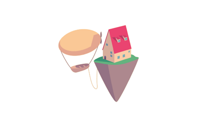 Illustration Floating Island House GIF