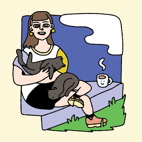 Illustration Of Cat Lady GIF