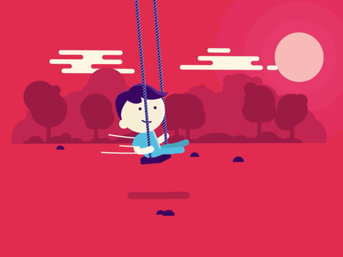 Illustration Red Boy Swing GIF