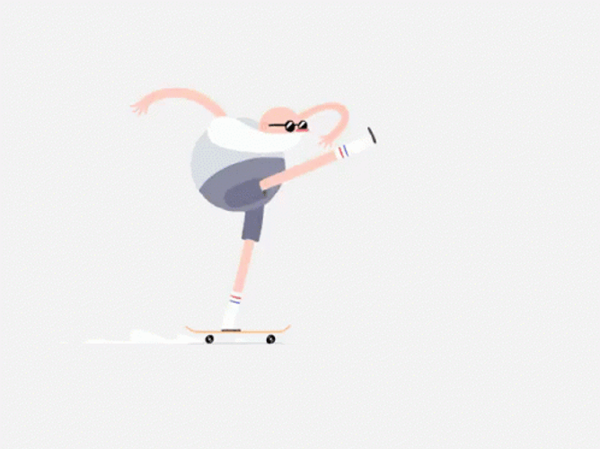 Illustration Skateboard Old Man GIF