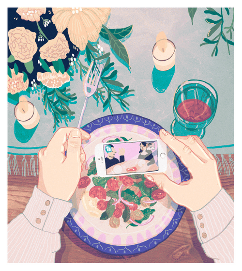 Illustration Smartphone Dinner GIF
