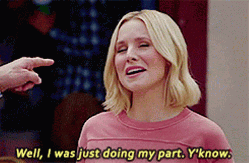 Im Doing My Part Kristen Bell Raising Shoulder GIF