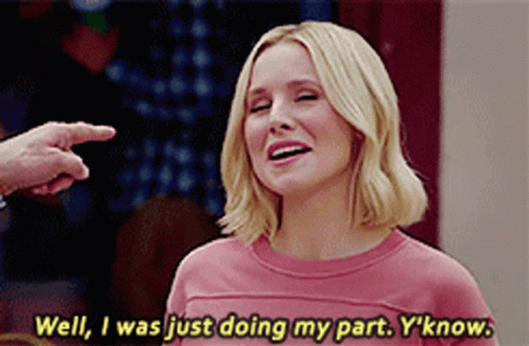 Im Doing My Part Kristen Bell Raising Shoulder